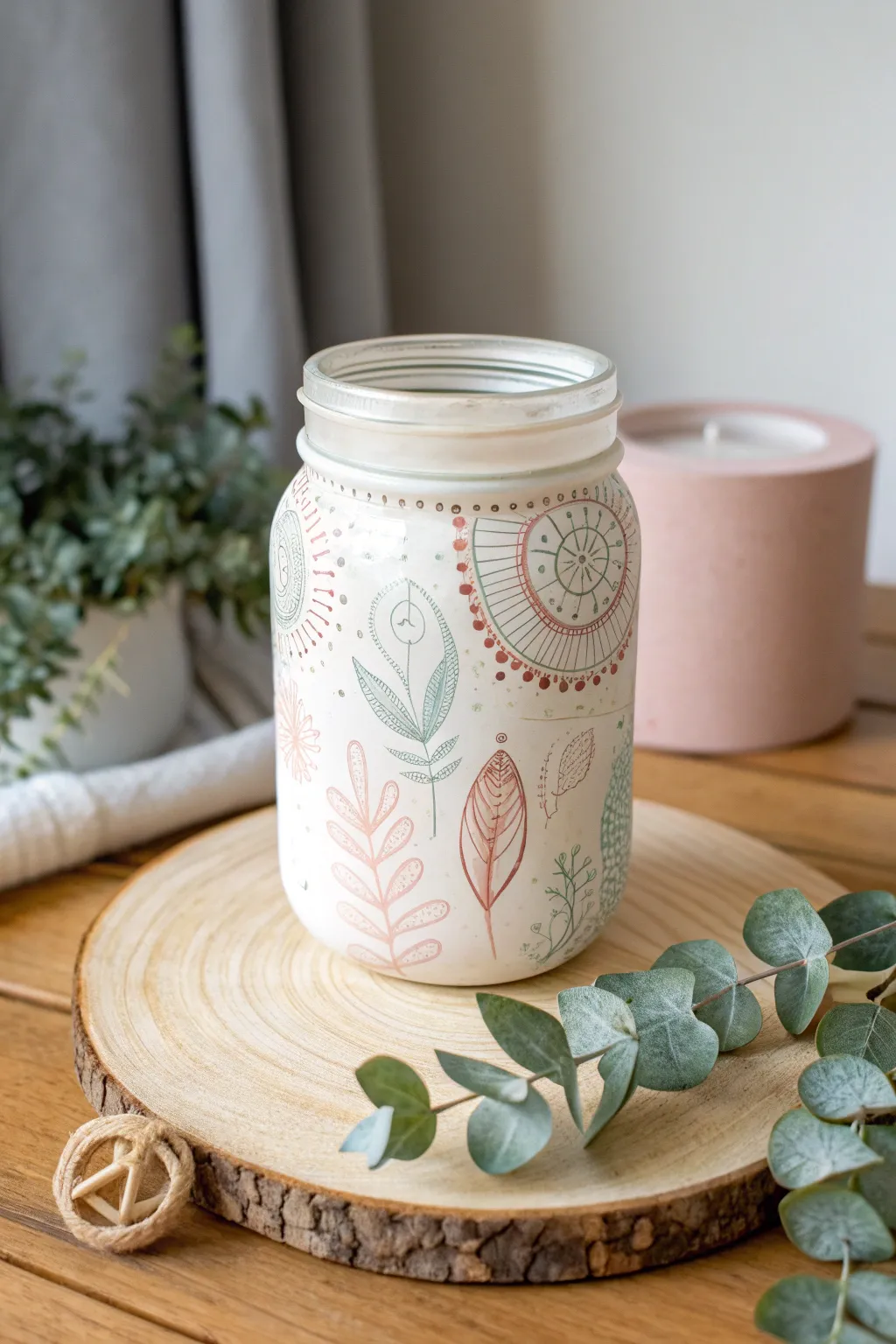 Transform your space with handcrafted elegance: Discover the charm of hand-painted mason jars.