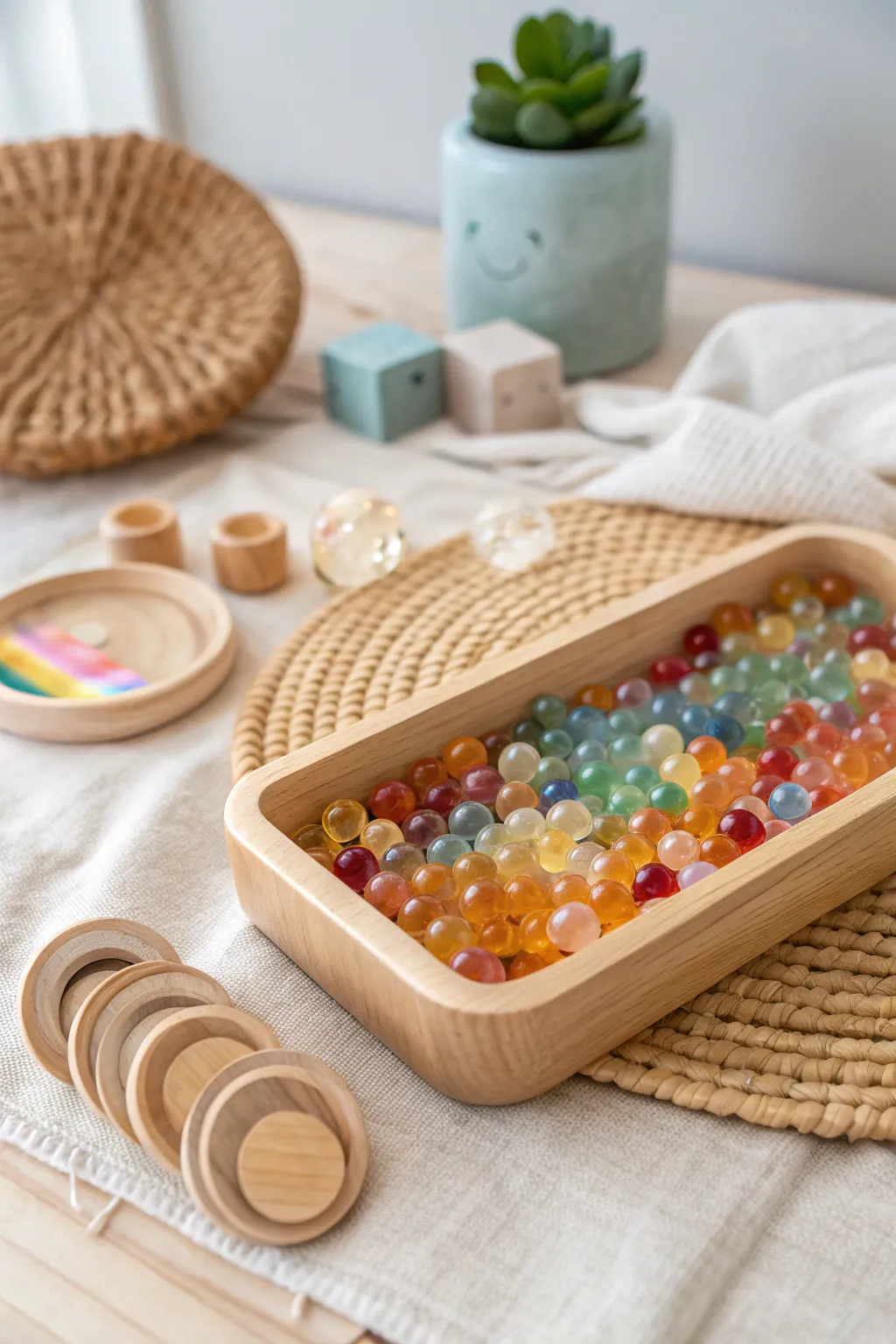 Dive into a world of color and texture with this enchanting sensory bin, perfect for little explorers!