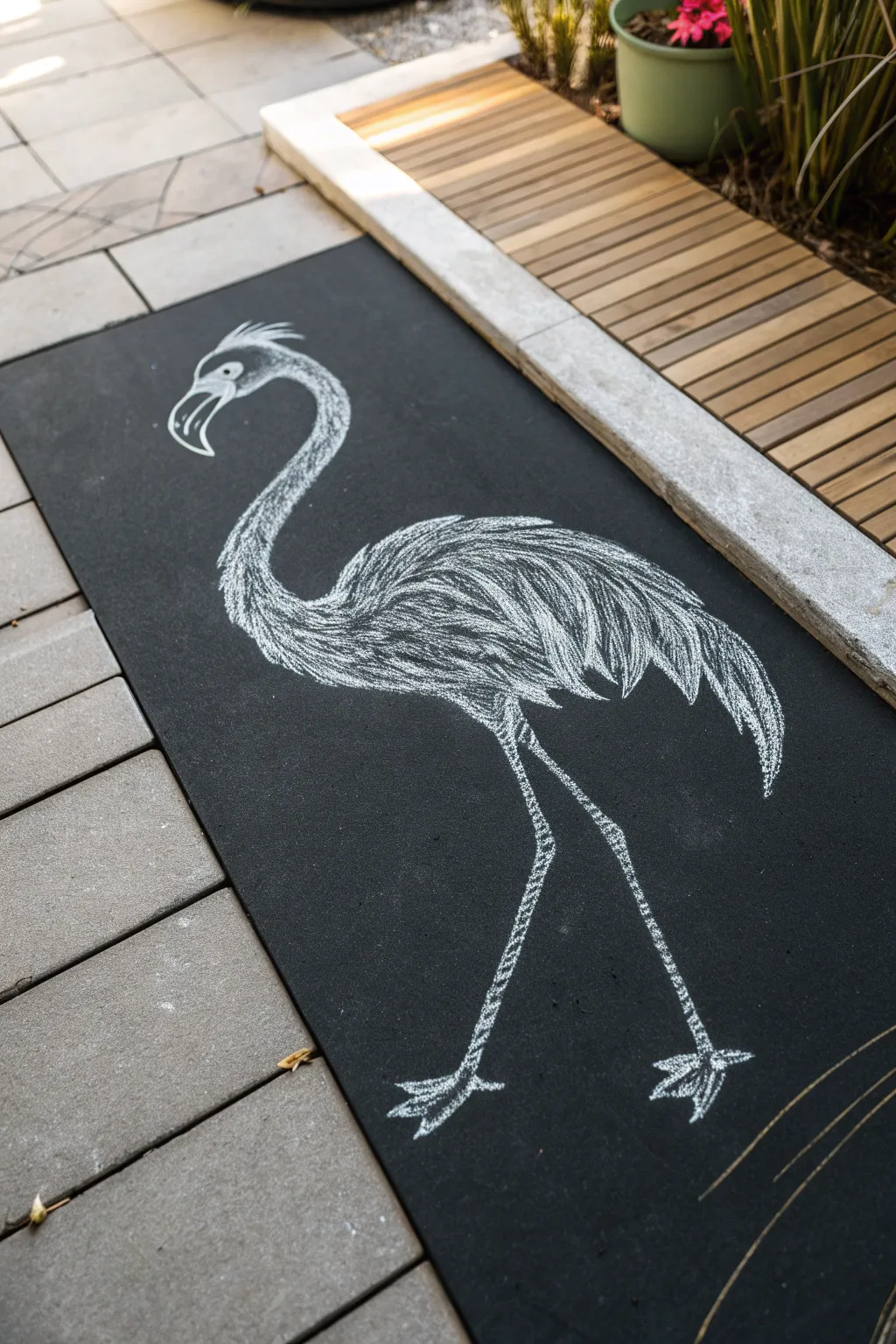 Embrace the elegance of simplicity with this majestic flamingo sketch.