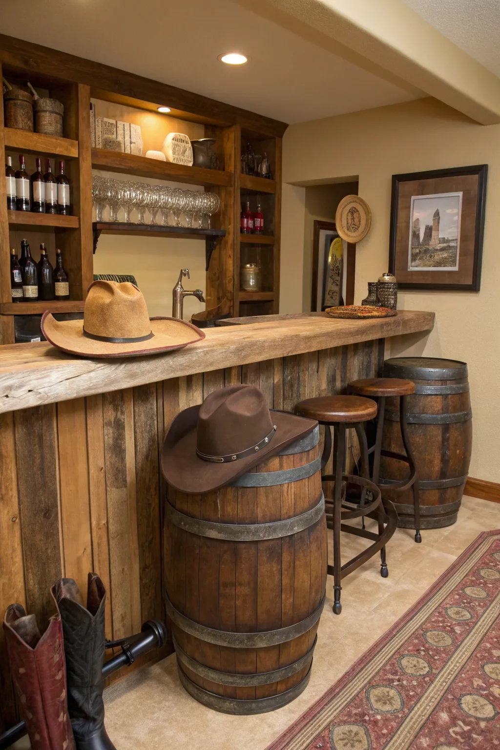 A saloon-style bar adds authenticity to your Wild West party.