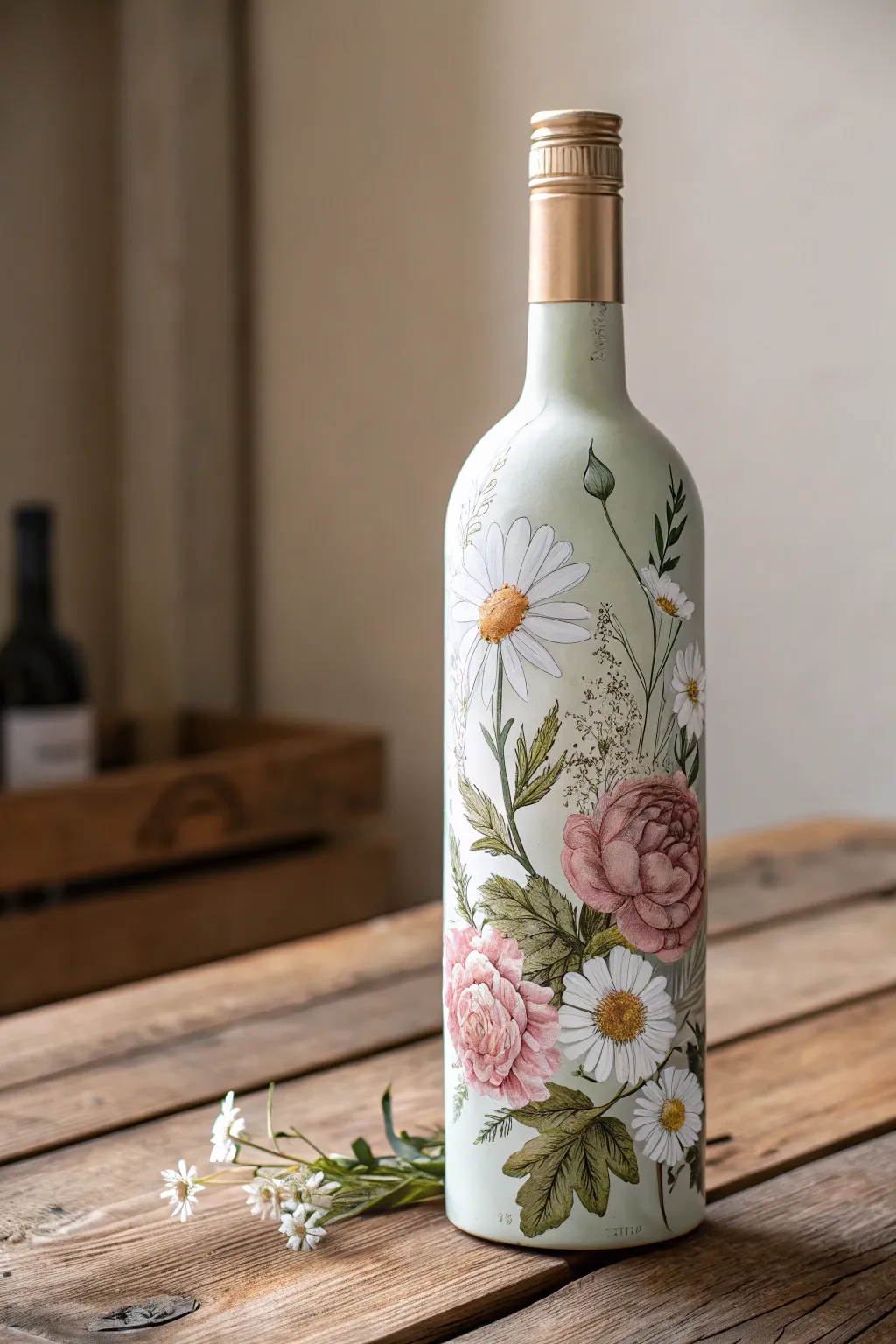 Transform your wine bottles into blooming masterpieces with delicate floral designs.