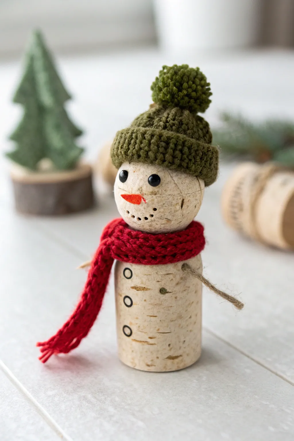 Bring winter charm indoors with this adorable wine cork snowman, a blend of minimalist elegance and handcrafted delight.