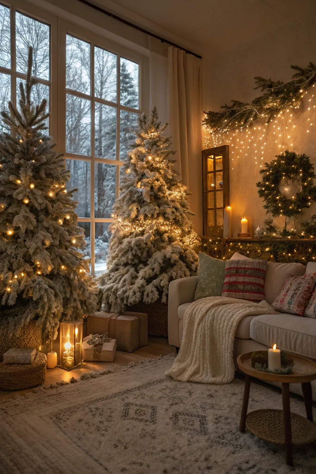 A serene snowy forest setting perfect for winter magic.