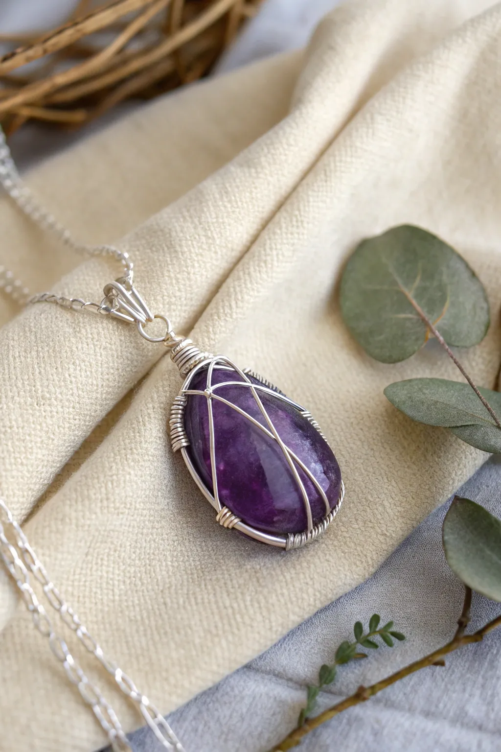 Discover the natural elegance of amethyst in this stunning wire-wrapped pendant.