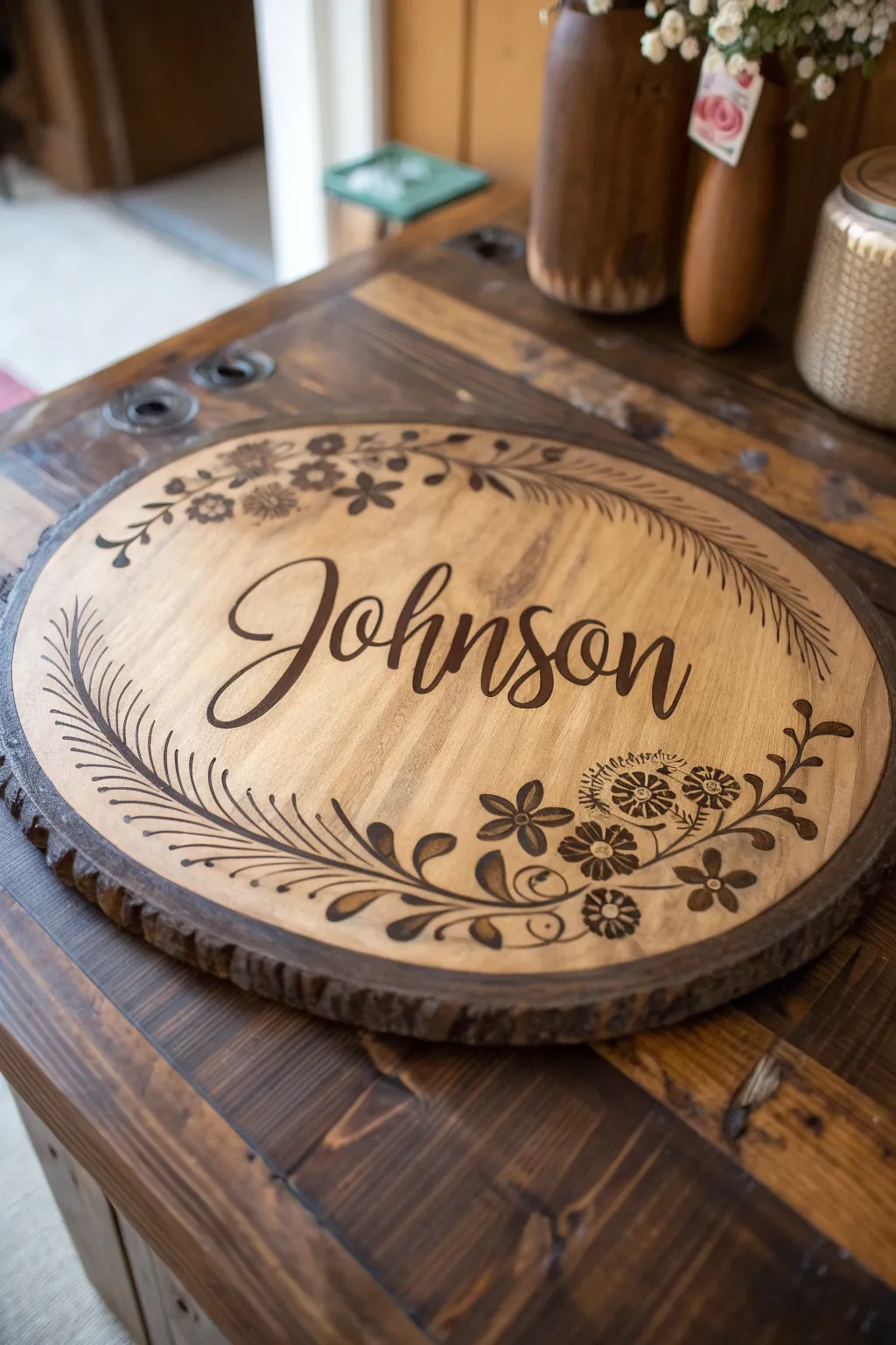 Welcome your guests with a touch of craftsmanship: the personalized family name plaque.