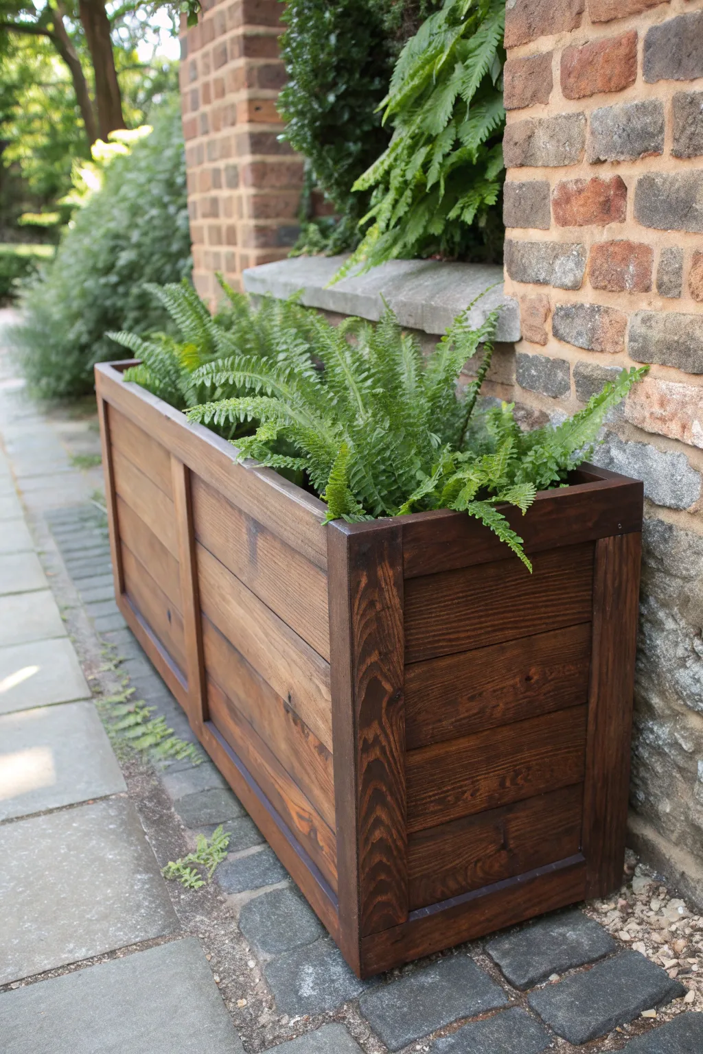 Elevate your garden with the timeless charm of a handcrafted rectangular wooden planter.