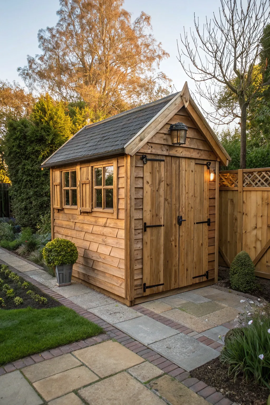 Experience the timeless beauty of a classic wooden shed, a testament to enduring craftsmanship.