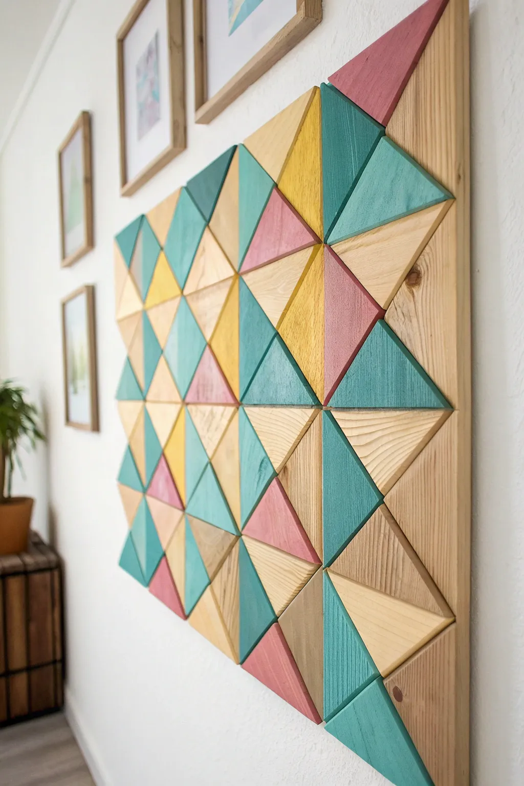 Transform your space with vibrant geometric wall art that blends craftsmanship with minimalist elegance.