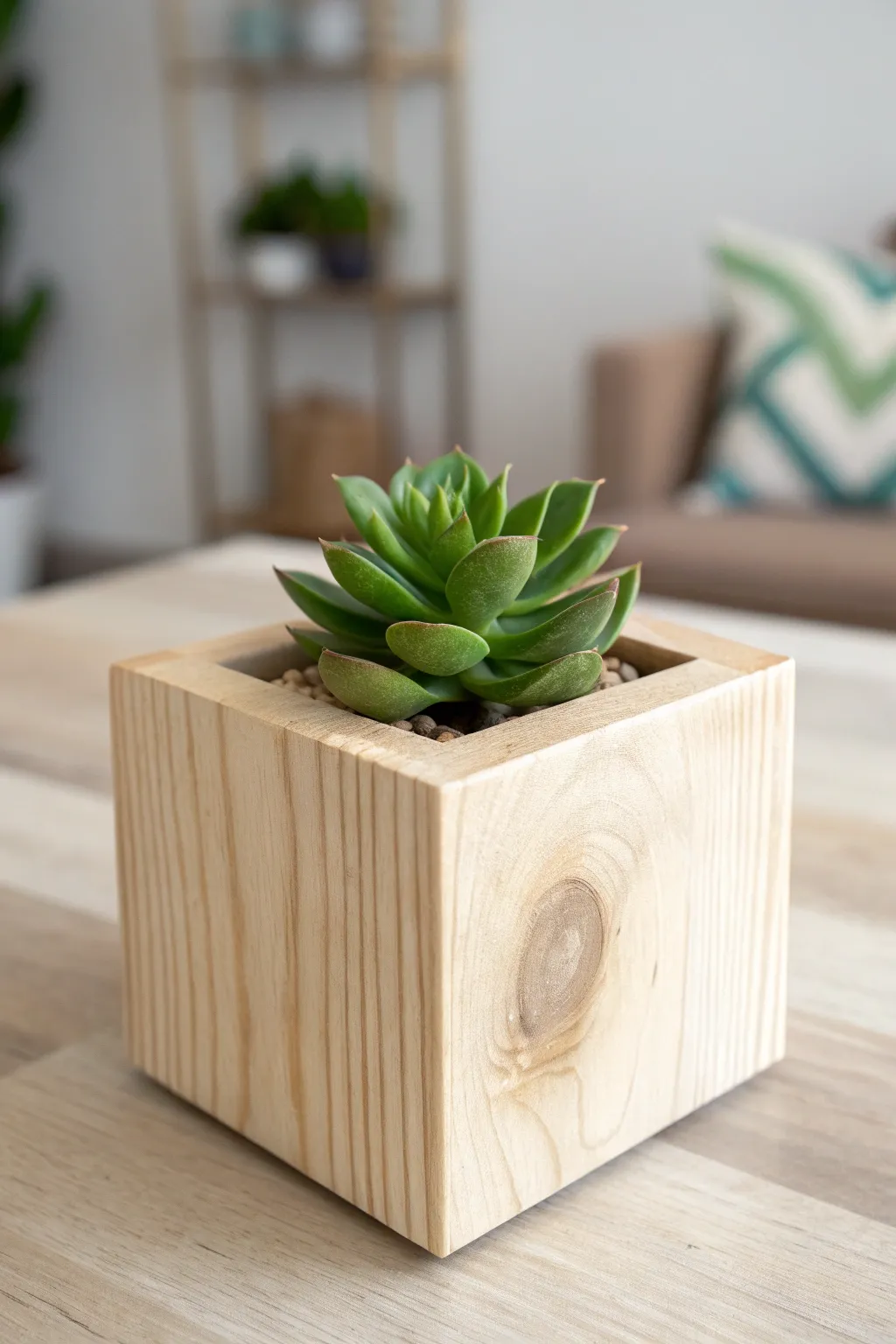 Transform your space with the charm of a handcrafted wooden cube succulent planter, combining minimalist elegance with natural beauty.