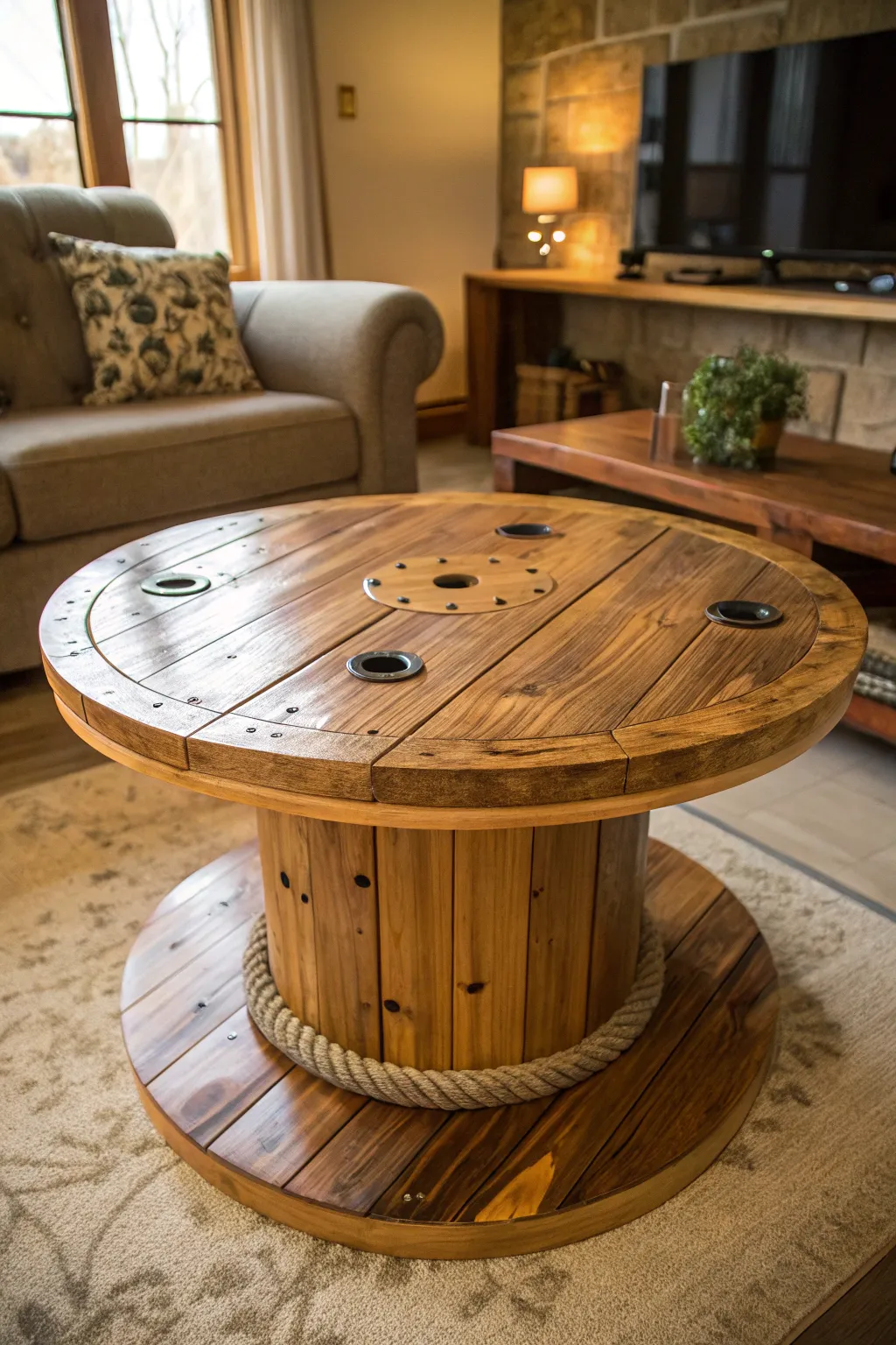 Transform your space with a handcrafted wooden reel coffee table—where style meets craftsmanship.