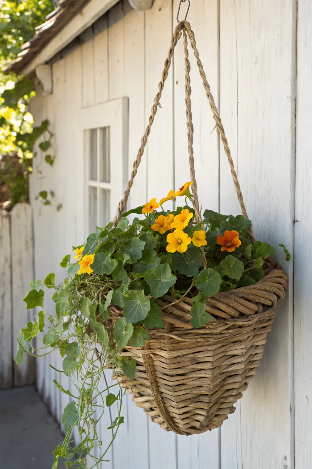 Elevate your space with the simple elegance of a handwoven hanging basket, bringing nature's charm to your doorstep.