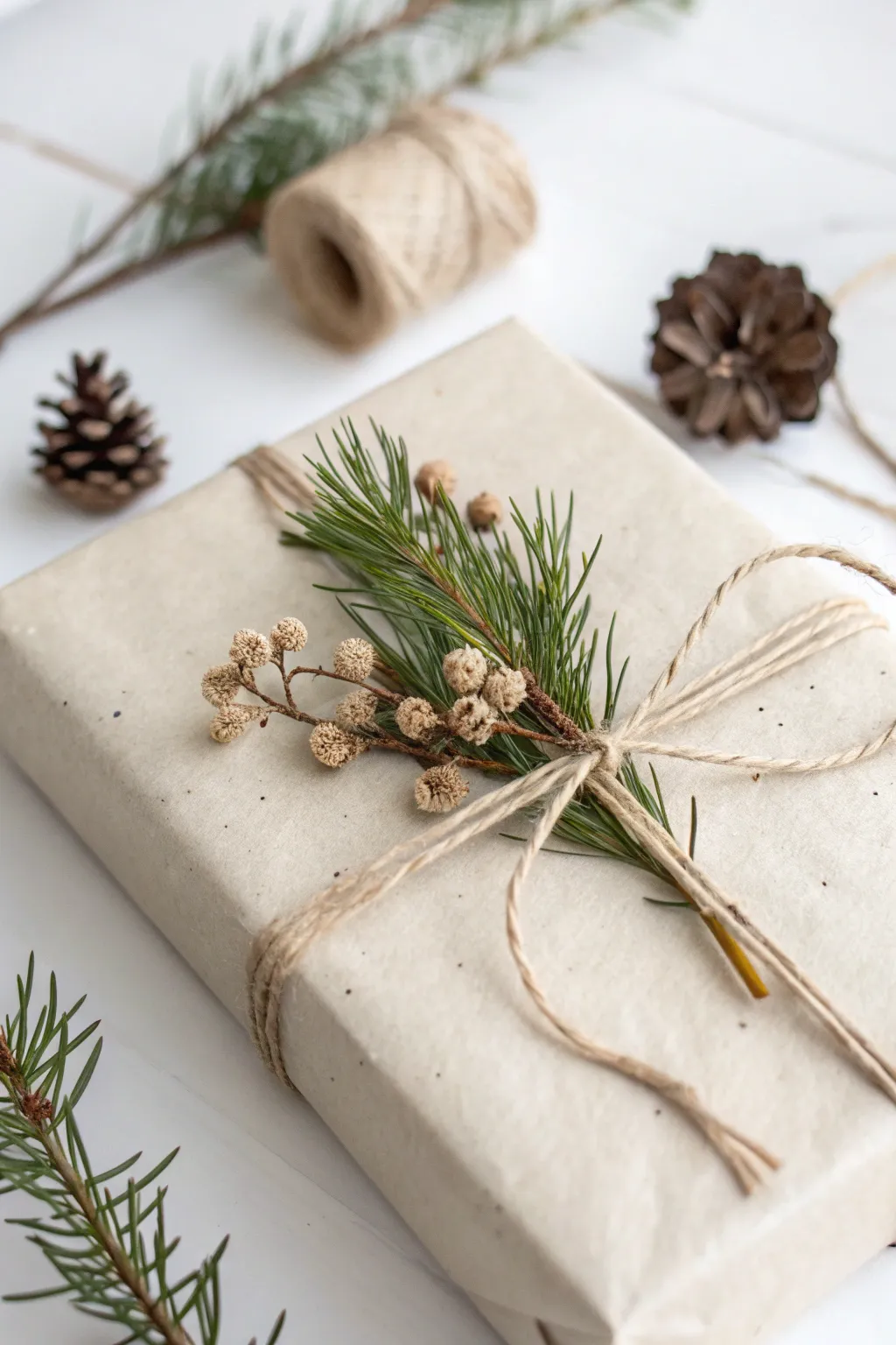 Bring the outdoors inside with nature-inspired gift wrapping elegance.