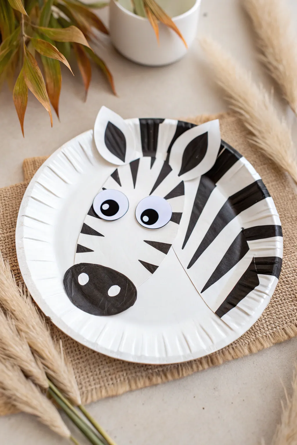 Bring your paper plate to life with this charming zebra craft that combines simplicity and creativity!