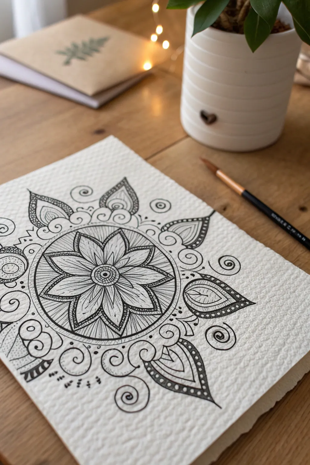 Embrace timeless elegance with classic black and white Zentangle art.