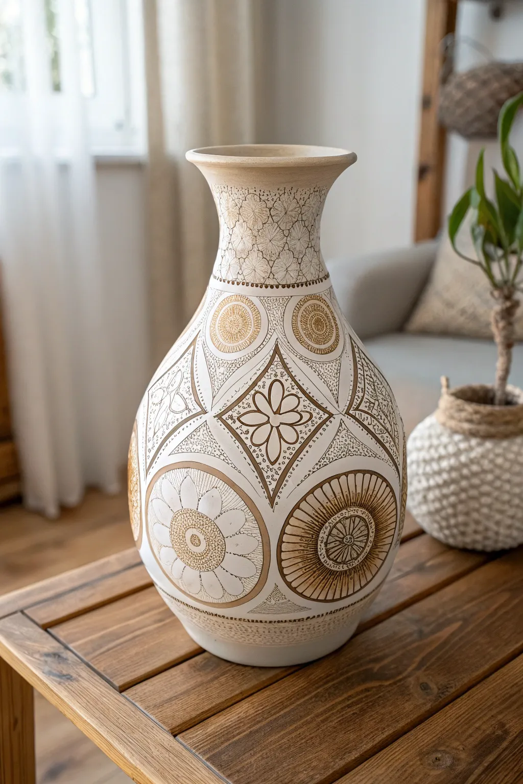 Embrace the elegance of simplicity with intricate Zentangle patterns on handcrafted ceramics. Discover the beauty of geometric artistry in your space.