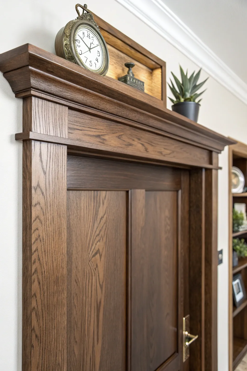 Elevate your door trim with a stylish shelf topper for added functionality and charm.