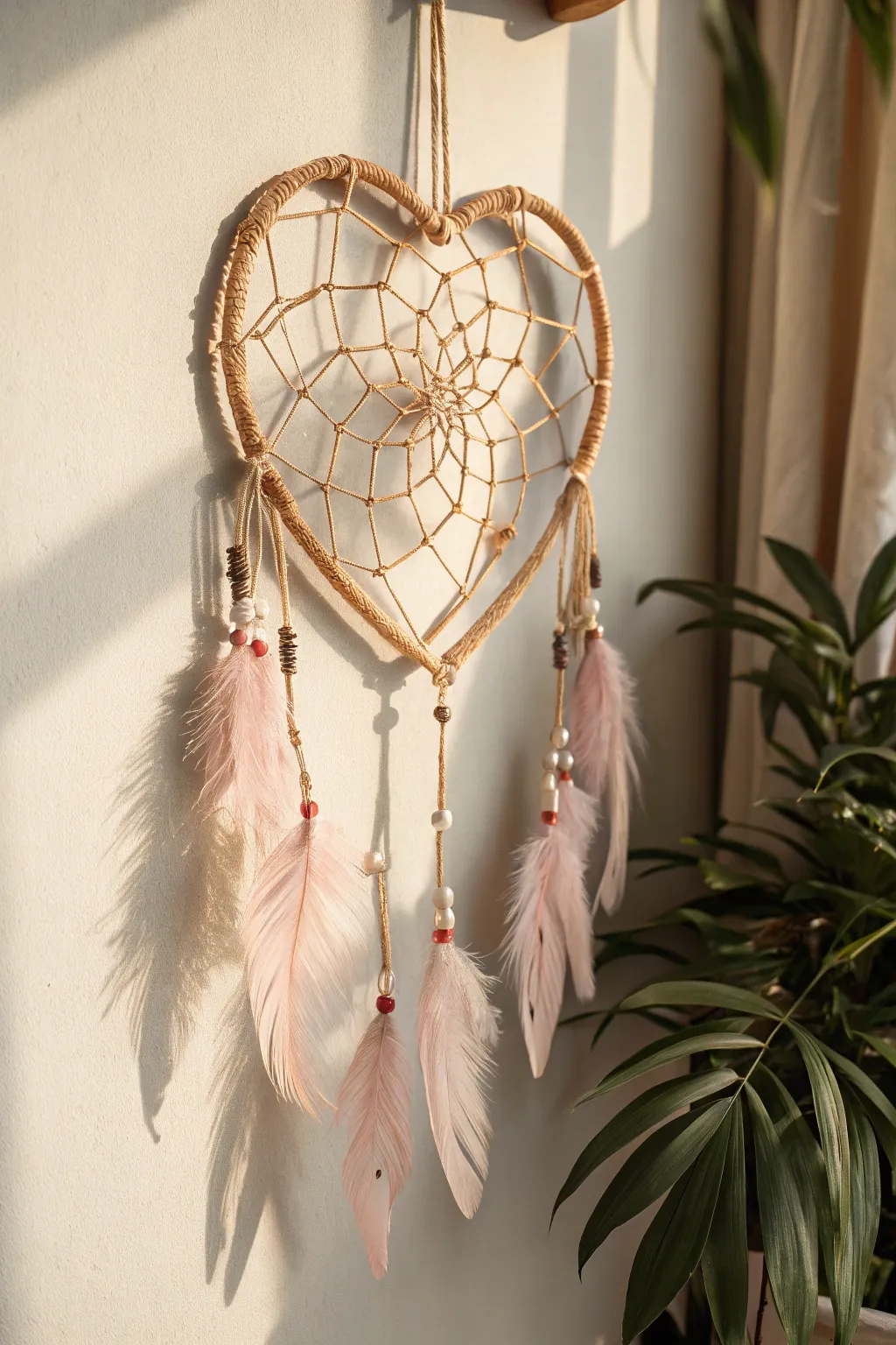 Capture sweet dreams with this charming heart-shaped dream catcher, perfect for adding a touch of whimsy to any room.