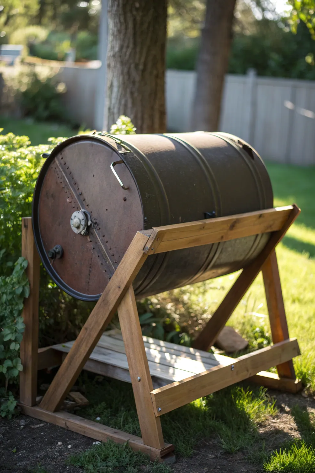 Craftsmanship meets sustainability: Transform your scraps into soil with this stylish compost tumbler.