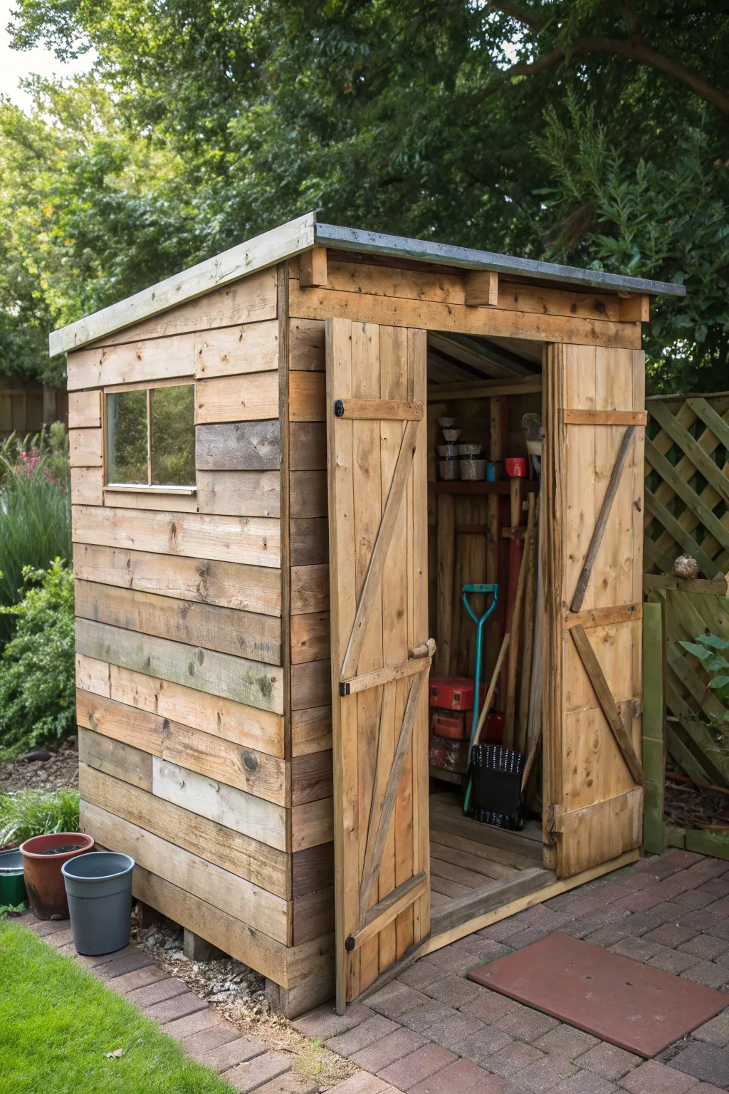 Discover the rustic elegance of DIY craftsmanship with this pallet garden shed.