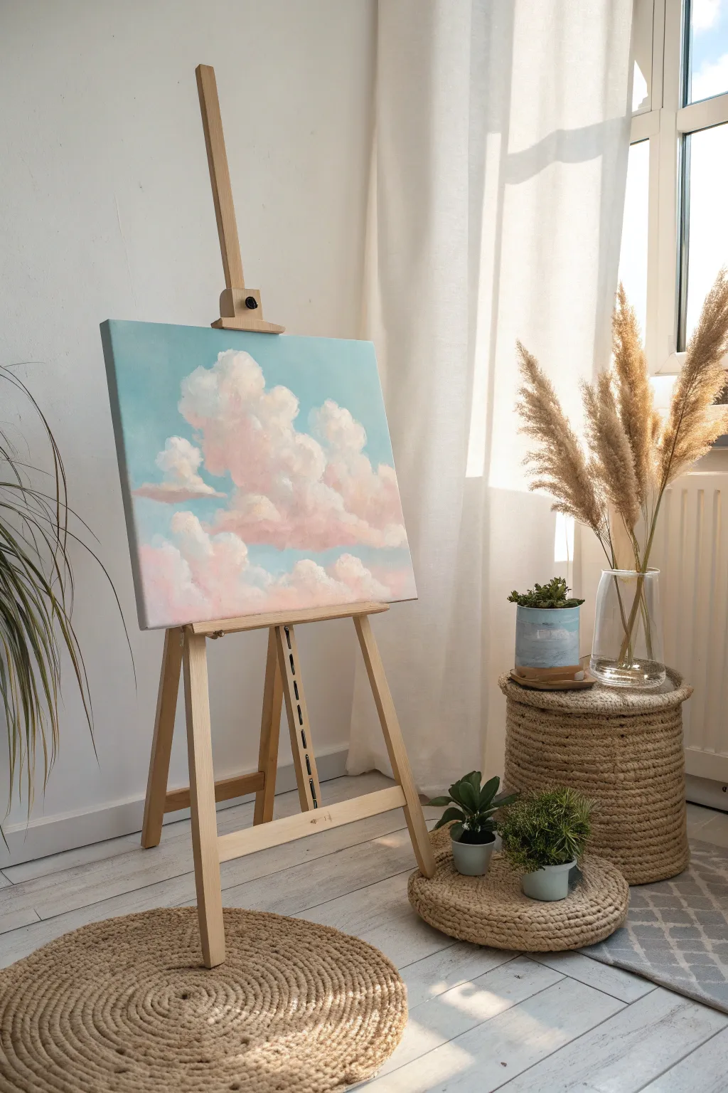 Embrace serenity with this dreamy cloudscape, a perfect blend of minimalist charm and boho warmth.