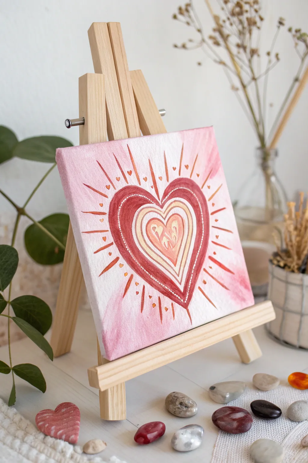 Embrace love with radiant brushstrokes - a minimalist masterpiece for your heart and home.