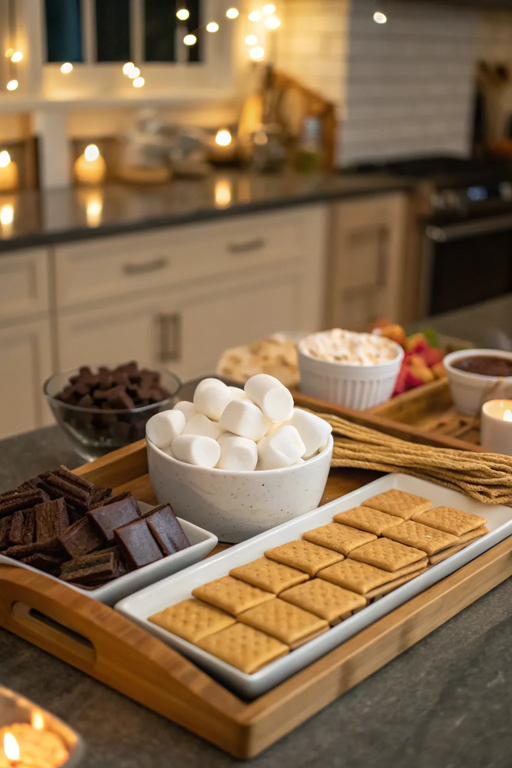 S'mores add a sweet, nostalgic touch to your indoor camping experience.