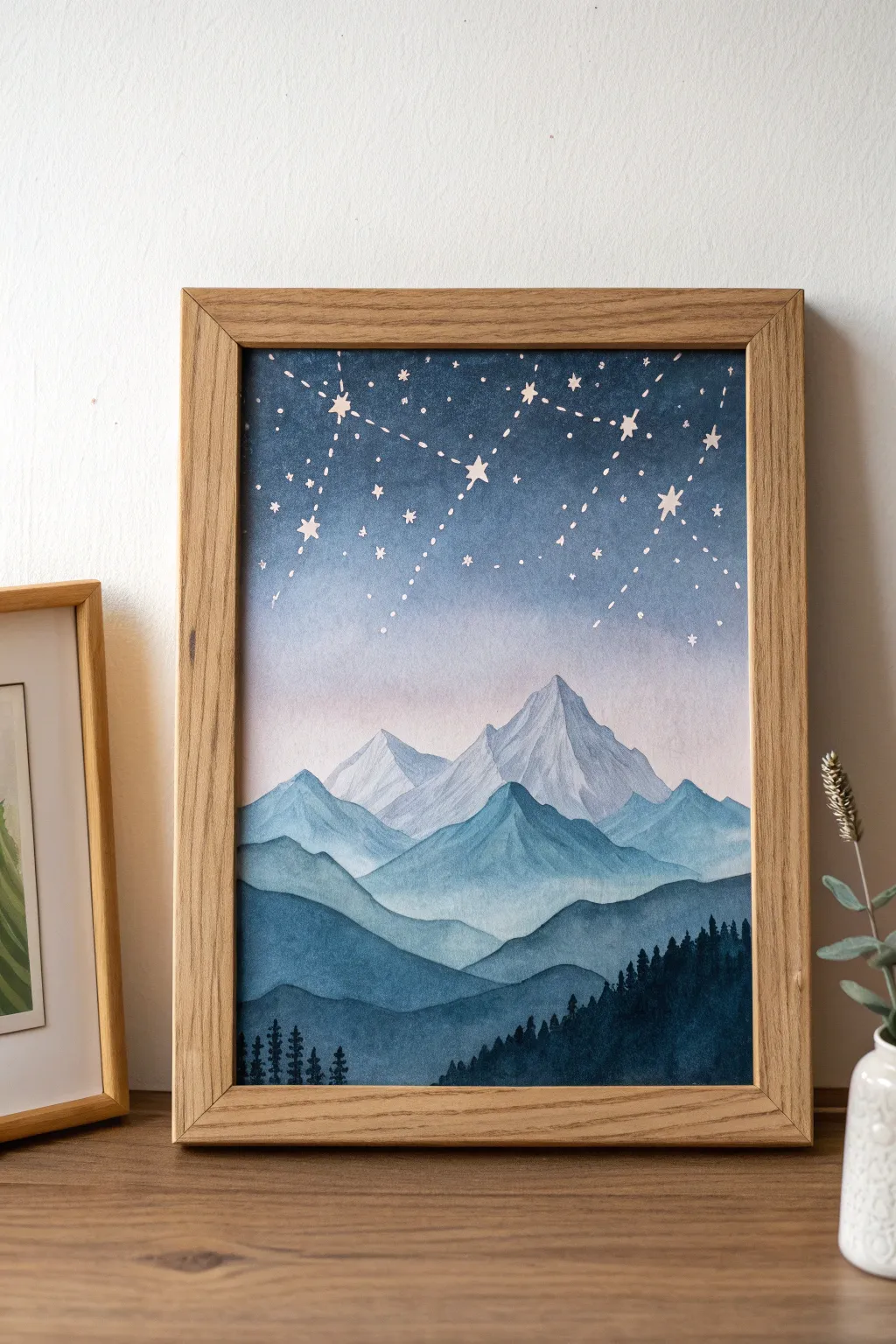Embrace tranquility with this mystical mountain painting, a perfect blend of serenity and elegance.