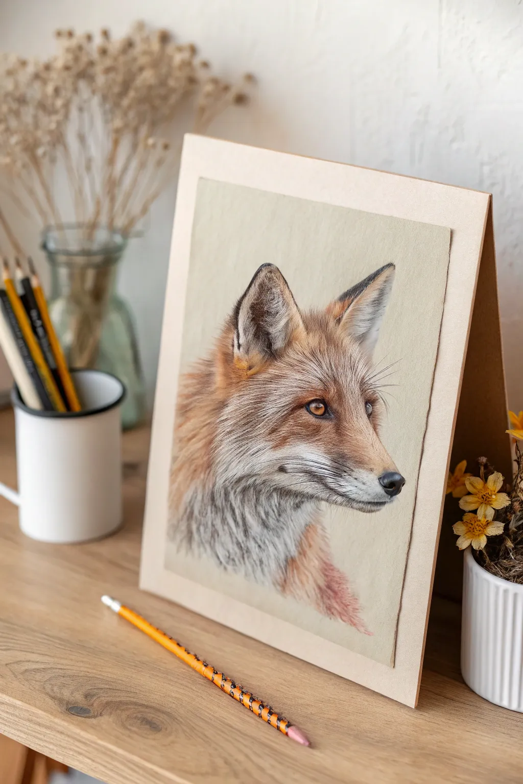 Capture the wild spirit with the delicate art of oil pastels. 🌿🦊 #WildlifeArt #MinimalistBeauty