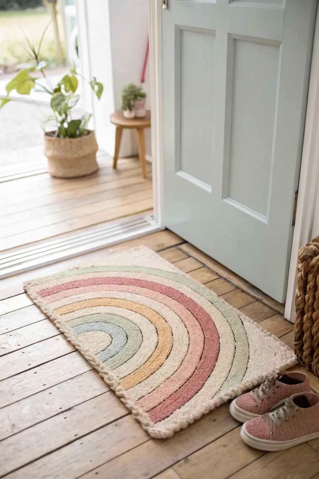 Welcome home with a splash of color and simplicity! 🌈 #MinimalistBoho #HandcraftedBeauty