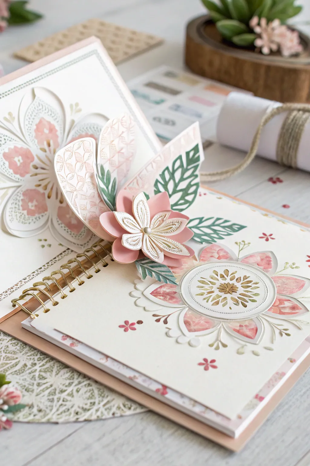 Discover the art of surprise with elegant pop-up elements in your bachelorette scrapbook.