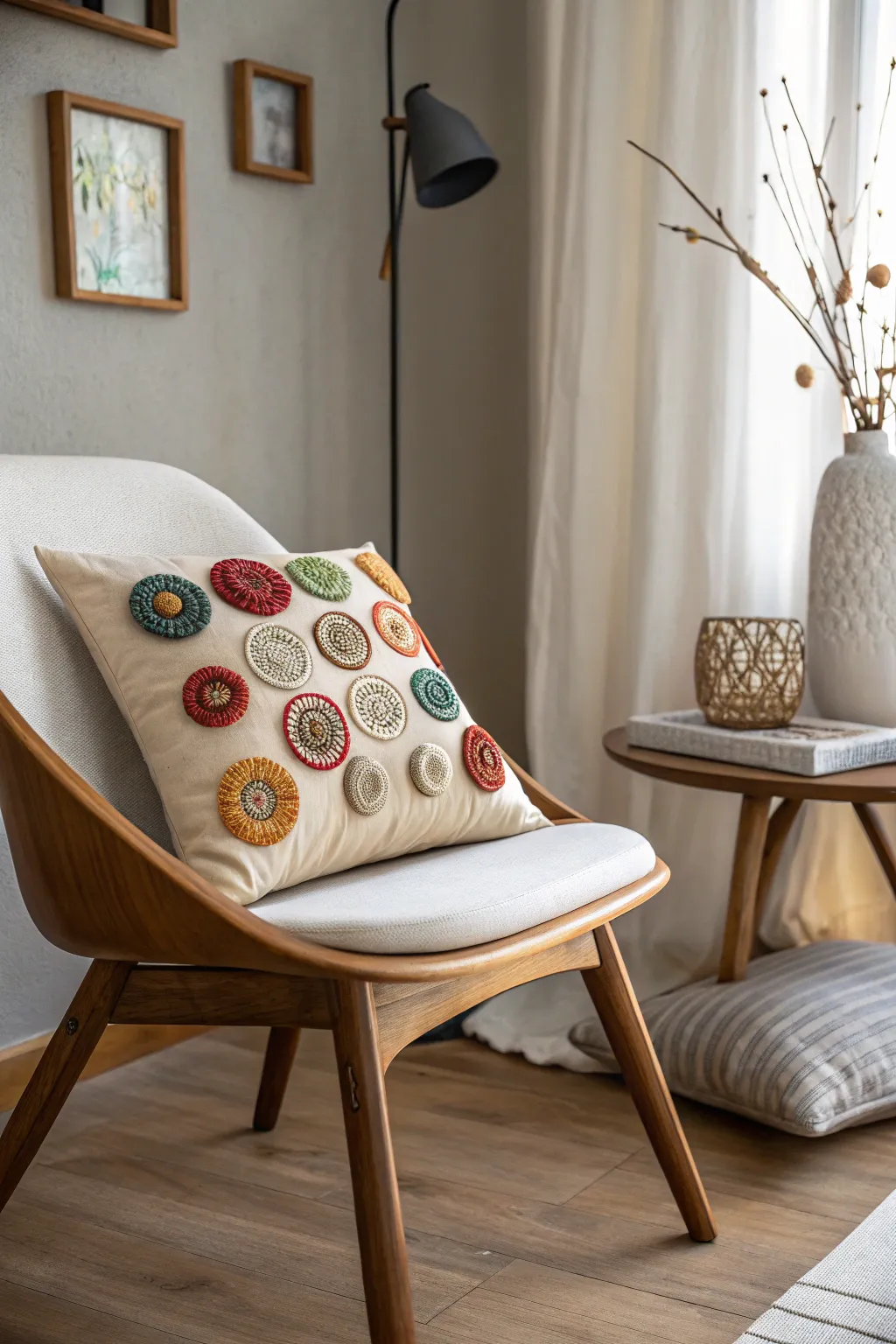 Elevate your space with badge-adorned cushions for a touch of personal flair and cozy elegance.