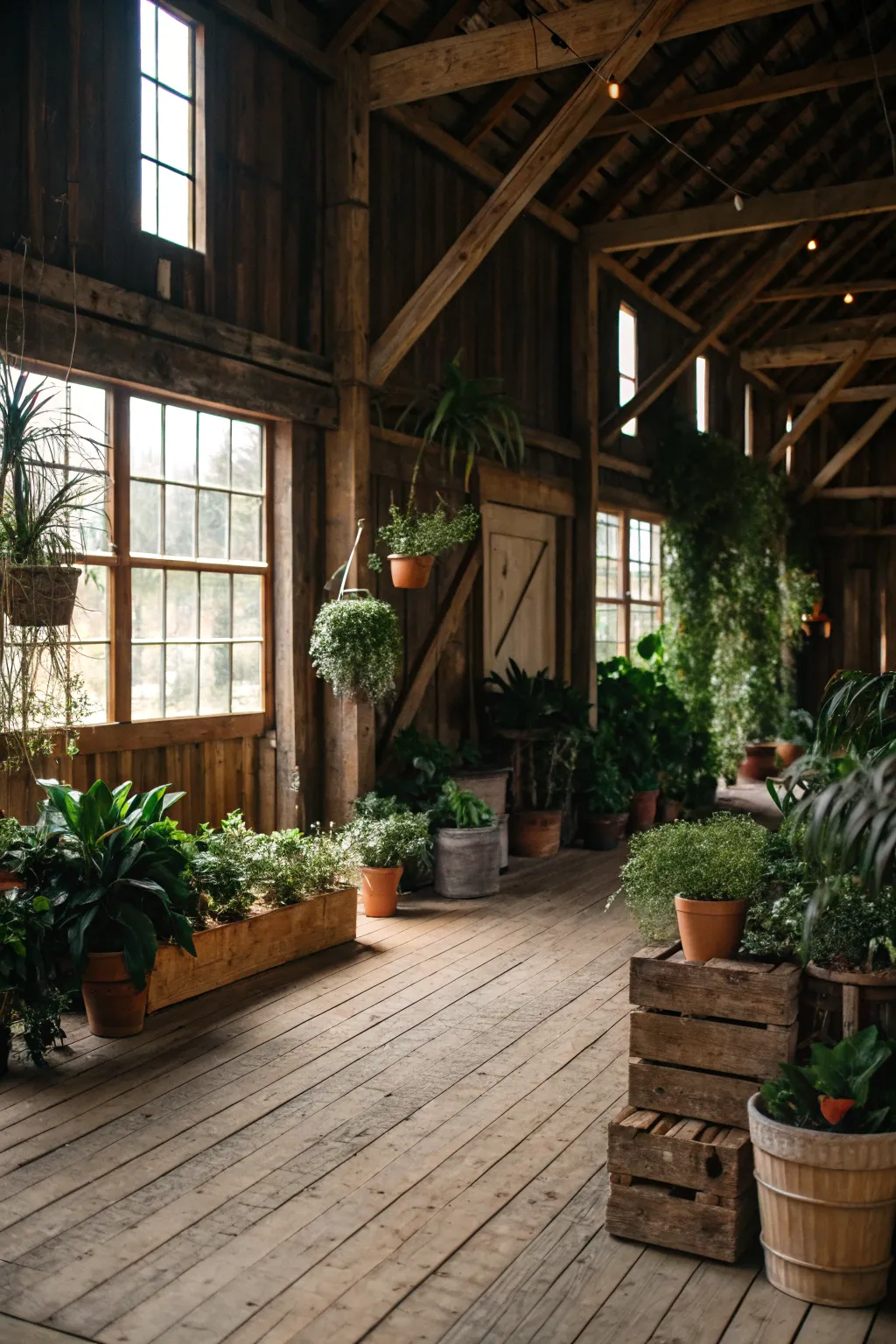 A barn interior that harmonizes with nature.