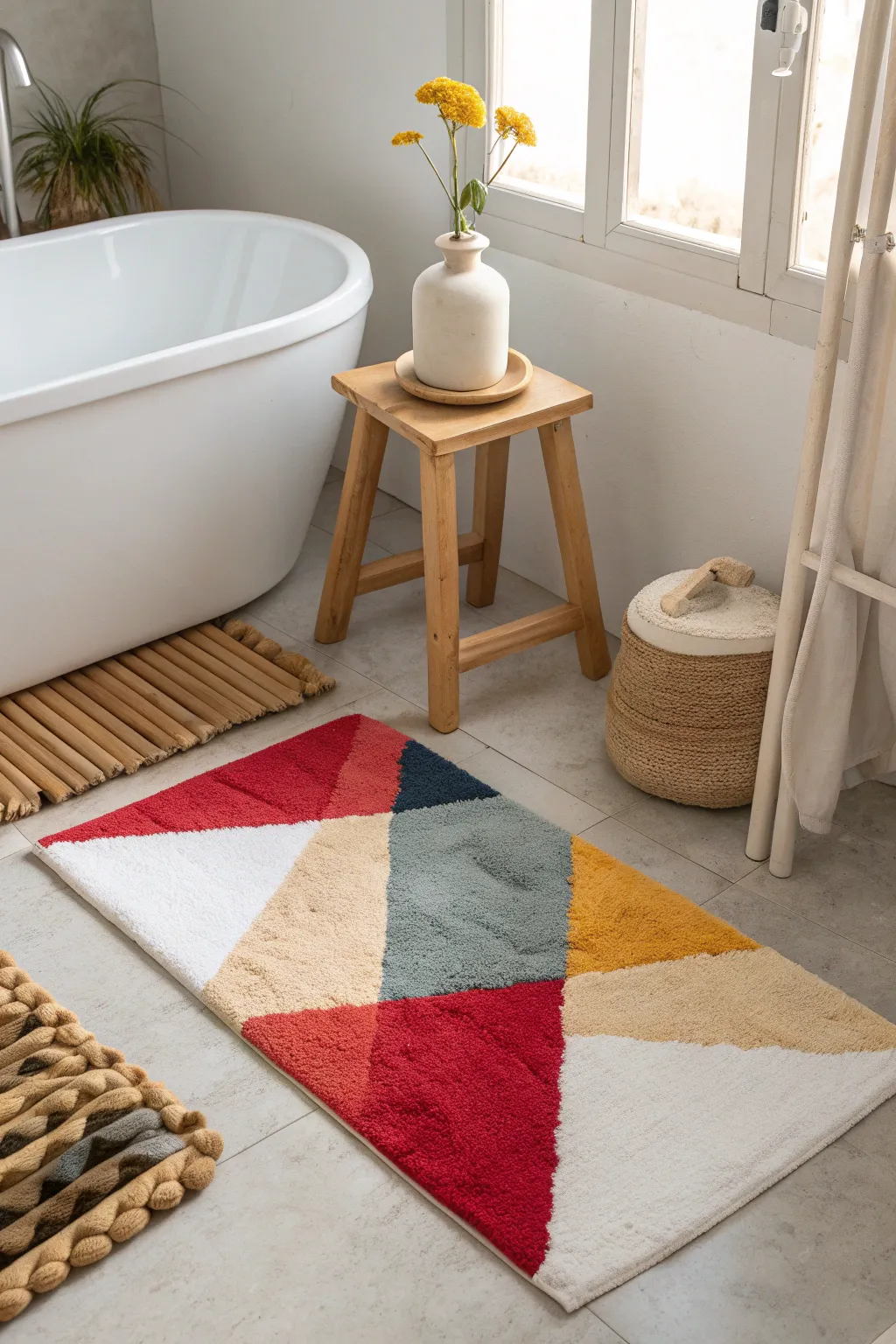 Color blocking adds a dynamic pop to your bathroom, creating an energetic atmosphere.