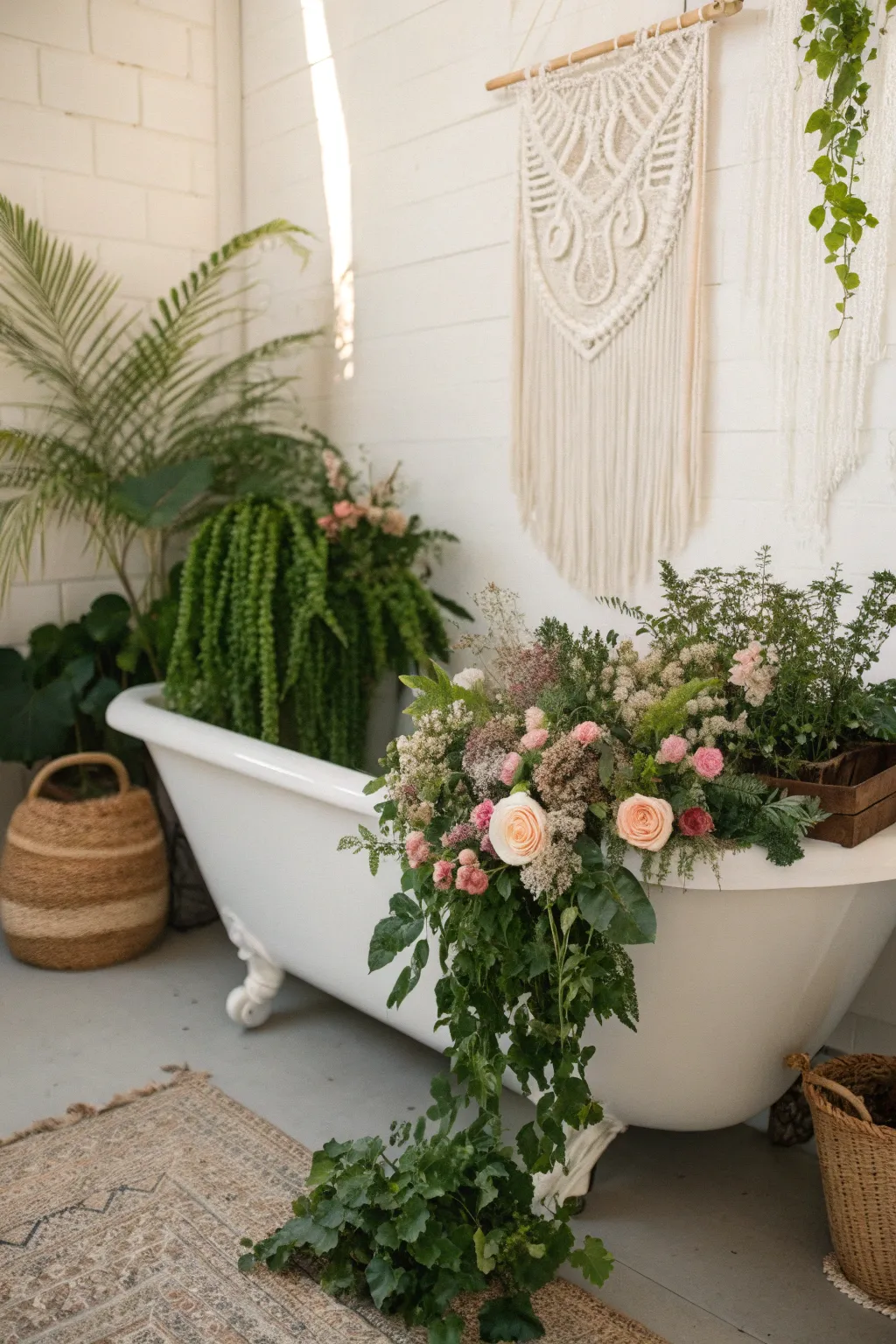 Transform your old bathtub into a stunning botanical masterpiece. #ArtisticArrangement
