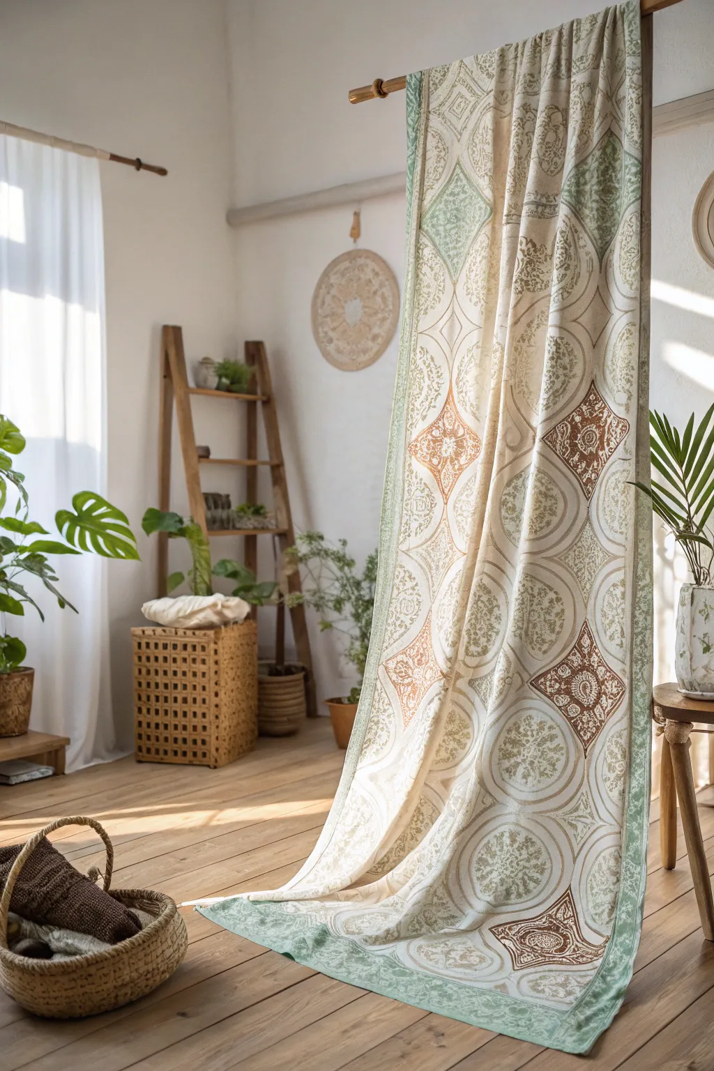 Embrace the art of light and pattern with handcrafted batik curtains.