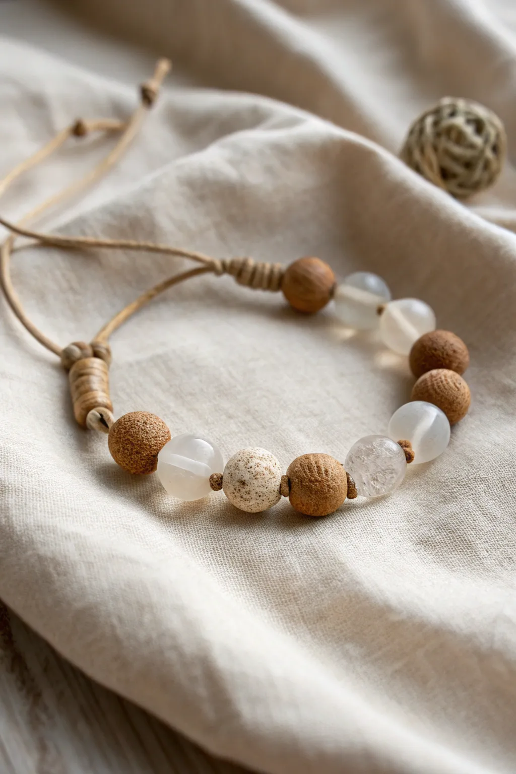 Embrace the beauty of mixed textures with this rustic yet modern bead bracelet.