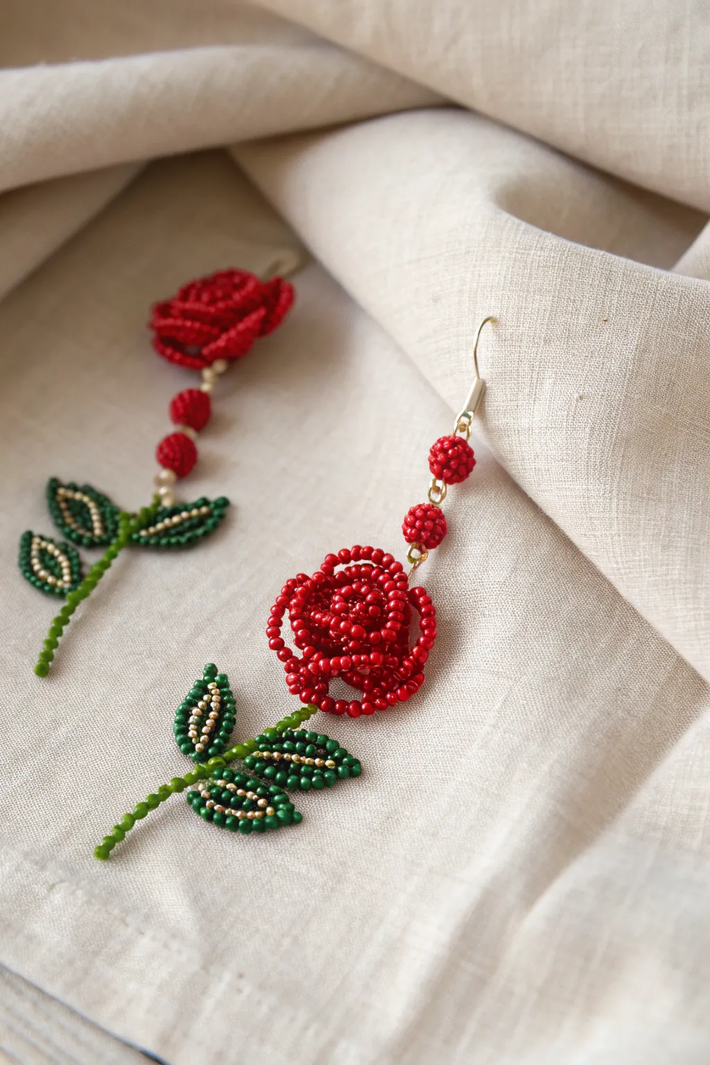 Embrace a touch of nature with these exquisite rose beaded earrings, where simplicity meets handcrafted elegance.
