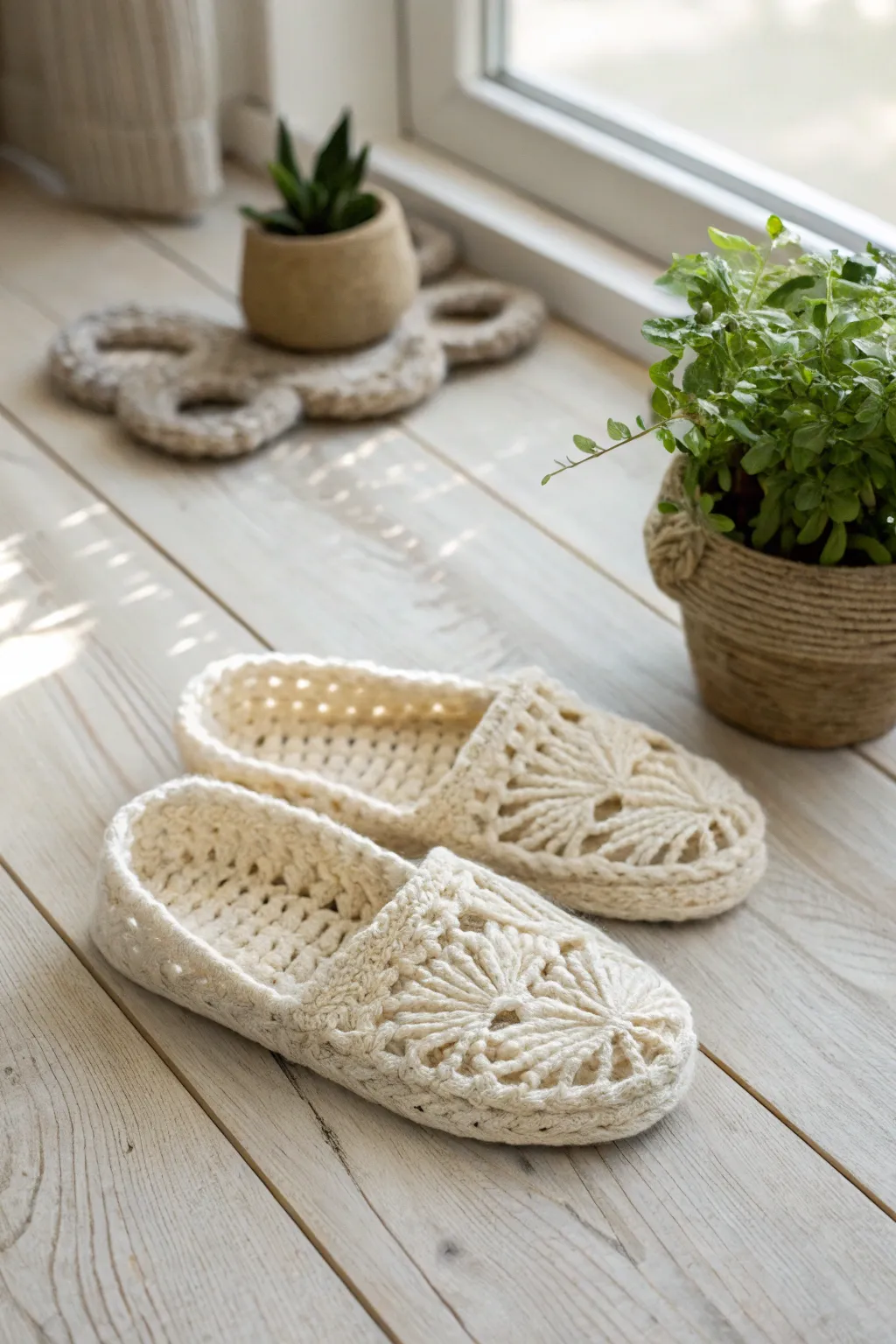 Step into warmth and style with these beginner-friendly crocheted slippers.