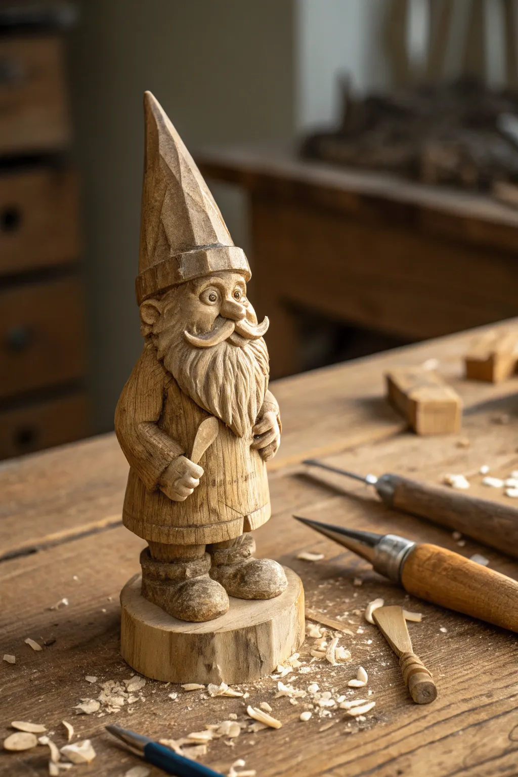 Whimsical Wooden Gnome: A Beginner's Delight in Craftsmanship