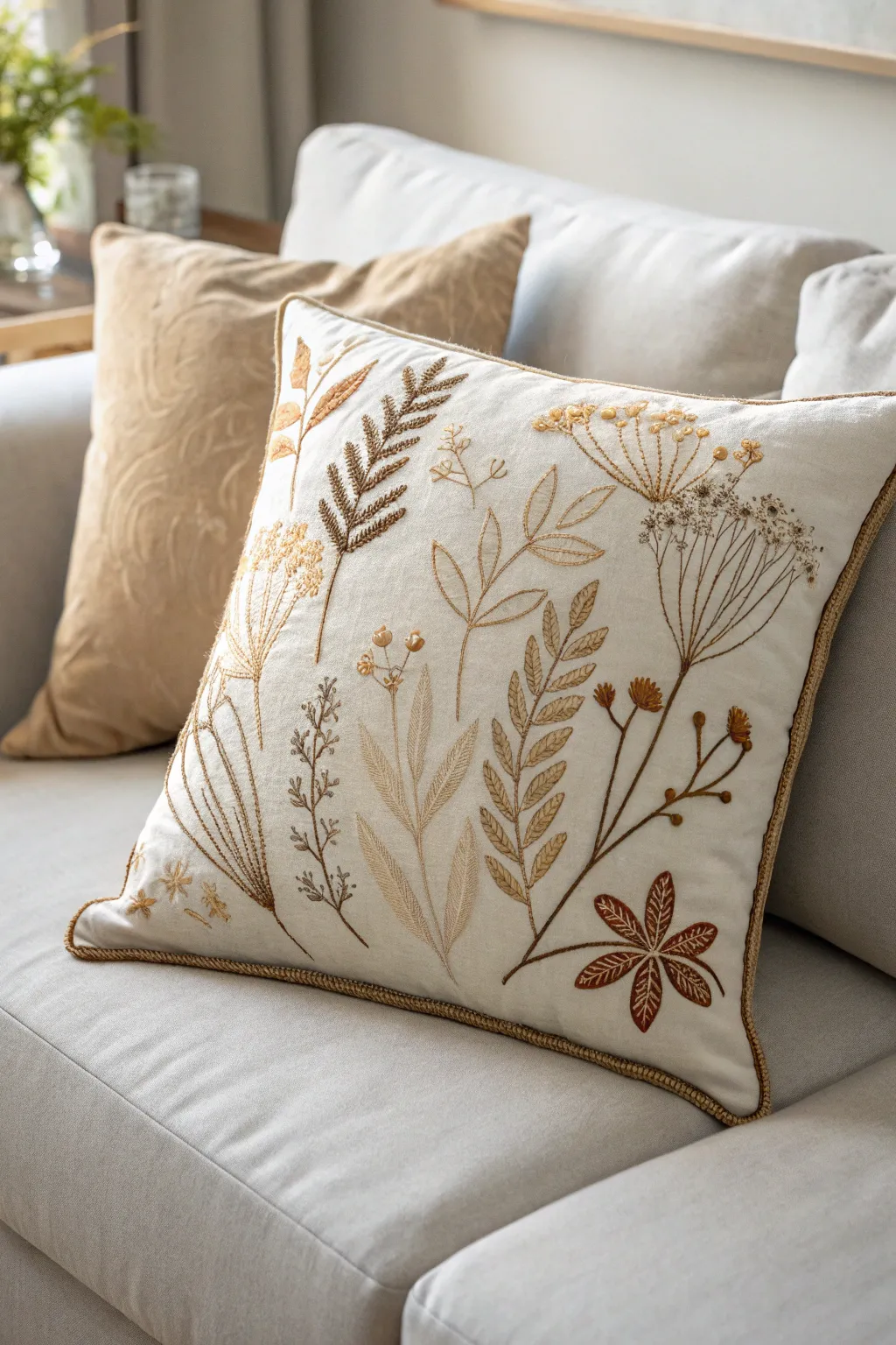 A heartfelt touch for your living space: Custom Embroidered Pillow.