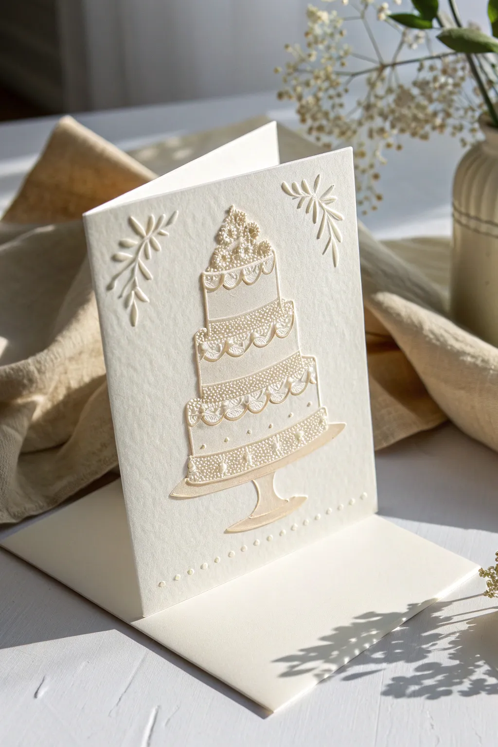 Elevate your birthday wishes with beautifully embossed card designs that mimic the elegance of cake layers.