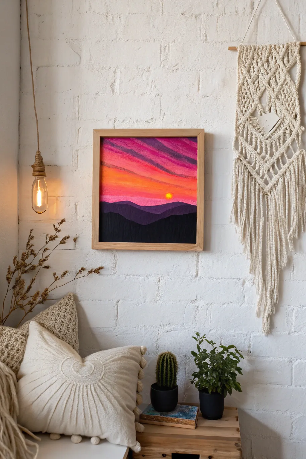 Illuminate your space with a dreamy neon sunset, where minimalist design meets vibrant artistry.