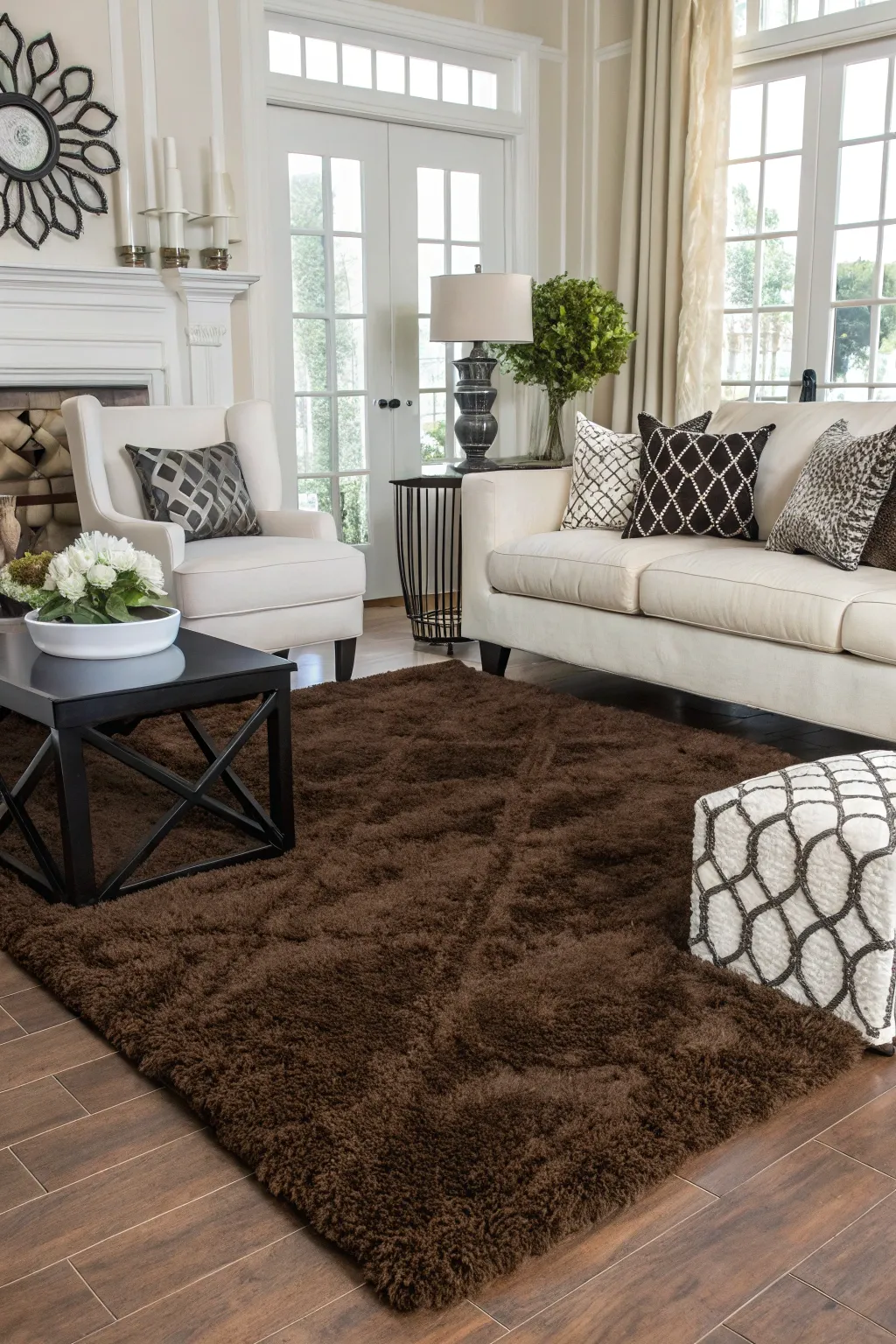Soft area rugs bring comfort and define the living space.