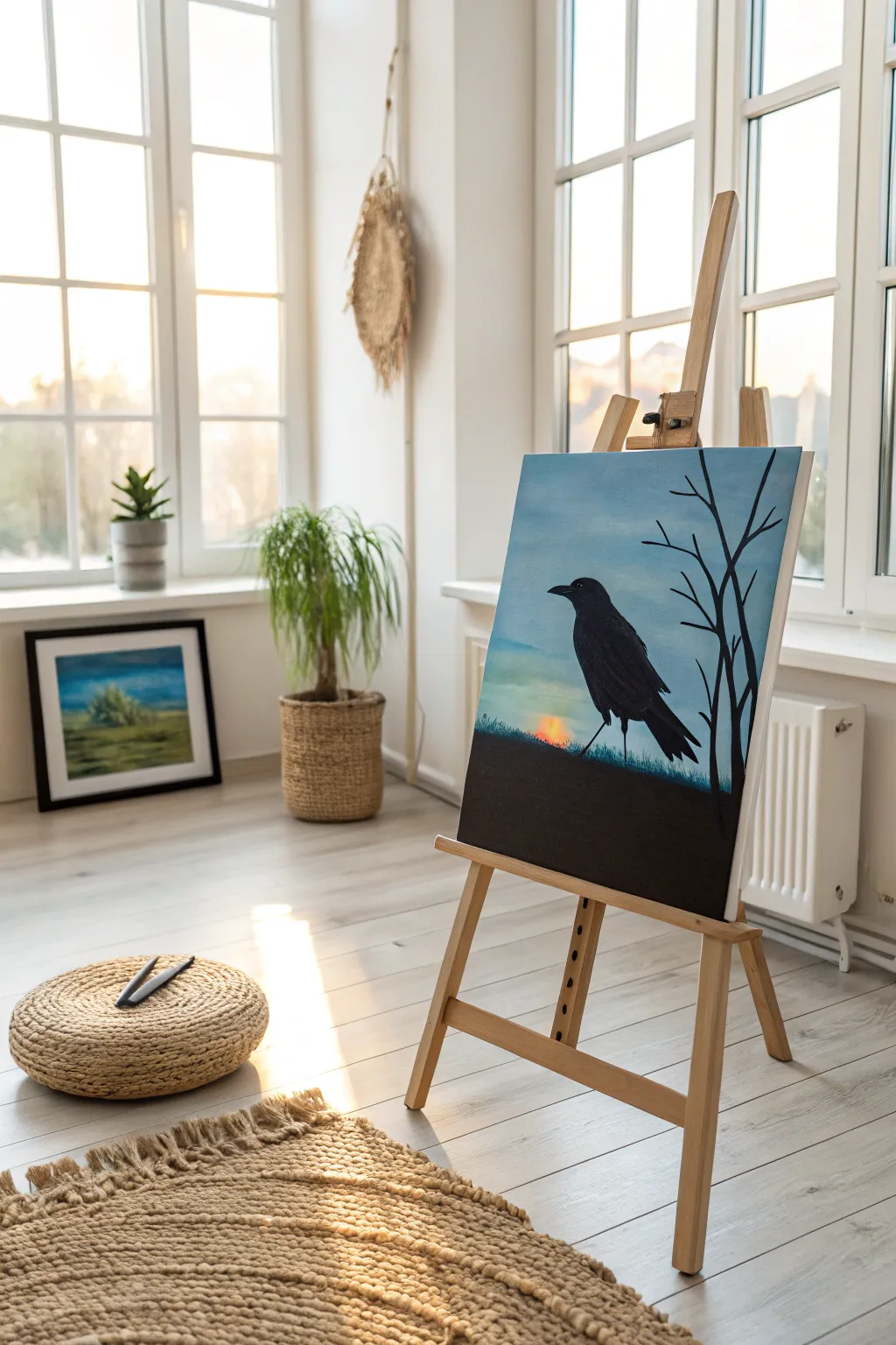Bring the tranquility of a sunset indoors with this elegant bird silhouette painting.