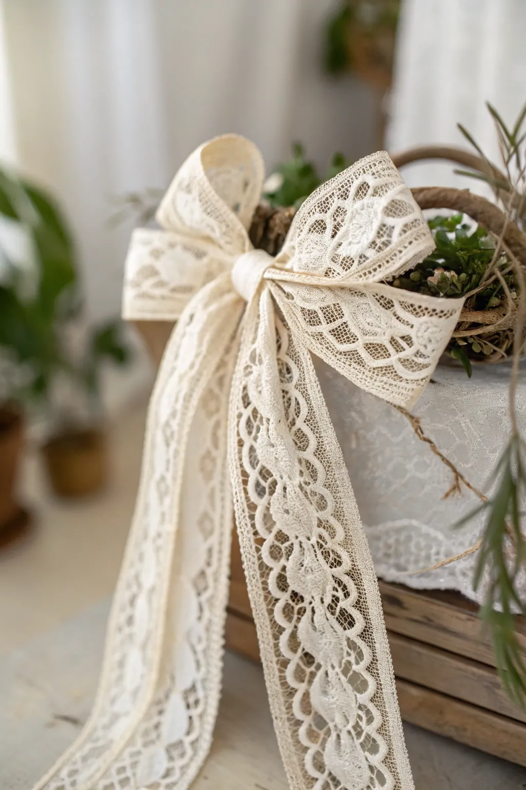 Embrace timeless elegance with this vintage-inspired lace ribbon bow, perfect for adding a romantic touch to any occasion.