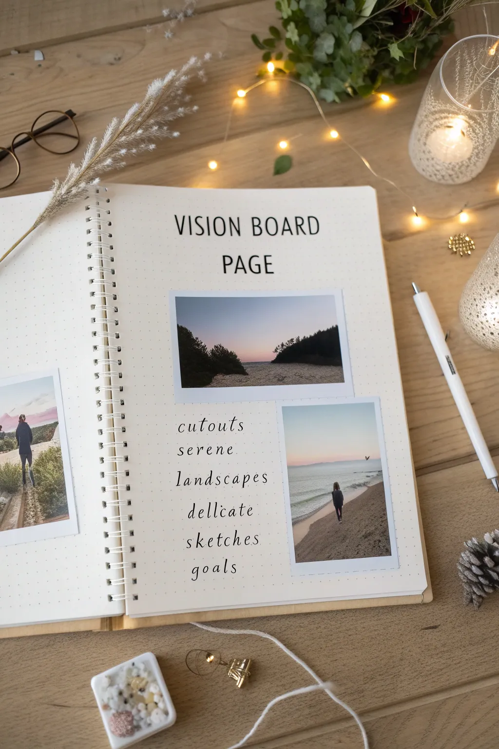 Craft your dreams into reality with a vision board that inspires beauty and simplicity.