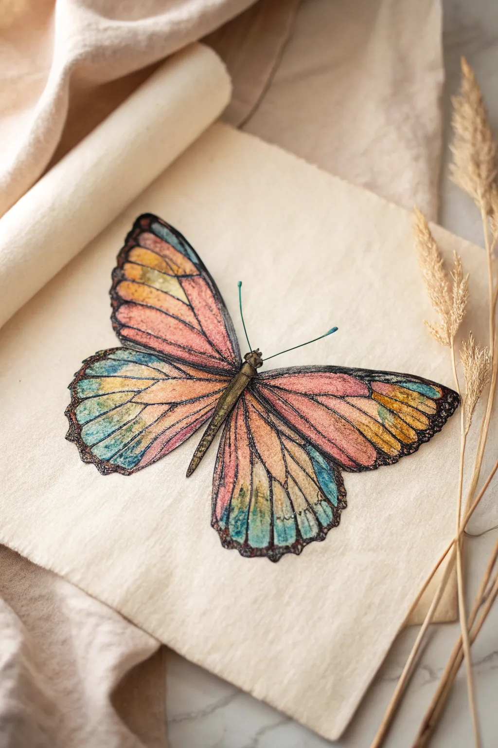 Discover the art of texture with this beautifully layered butterfly design.