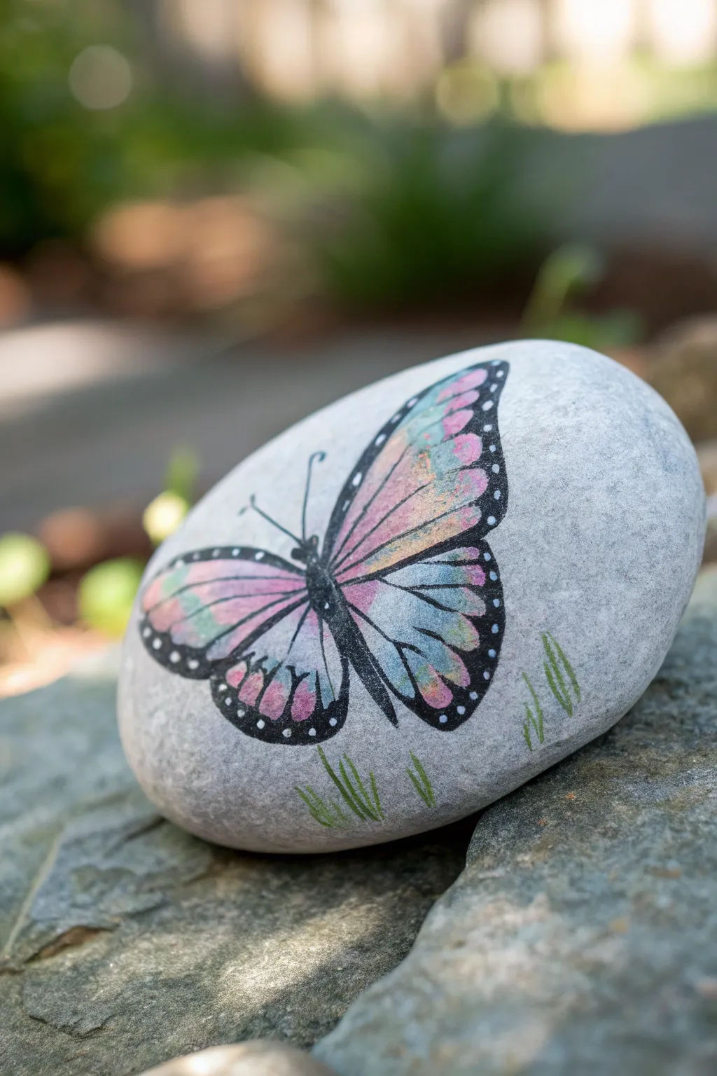 Transform nature into art with beautifully painted butterfly rocks, perfect for adding a touch of whimsy to your garden.