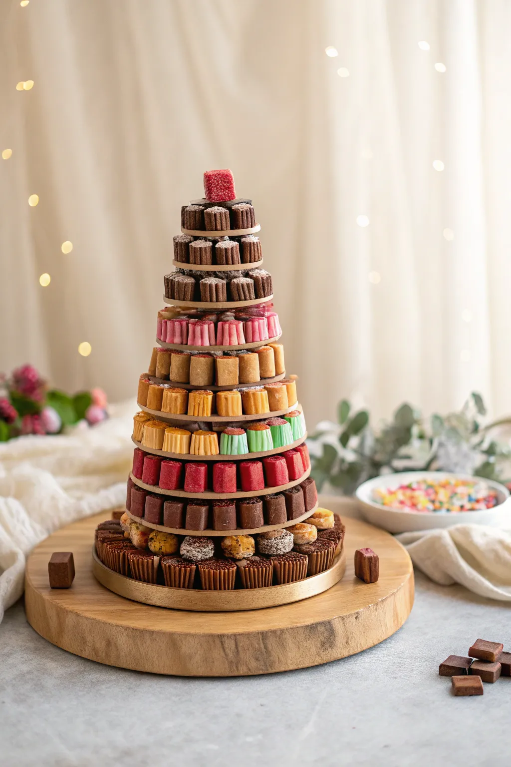 Elevate your appreciation with a stunning Candy Bar Tower centerpiece!