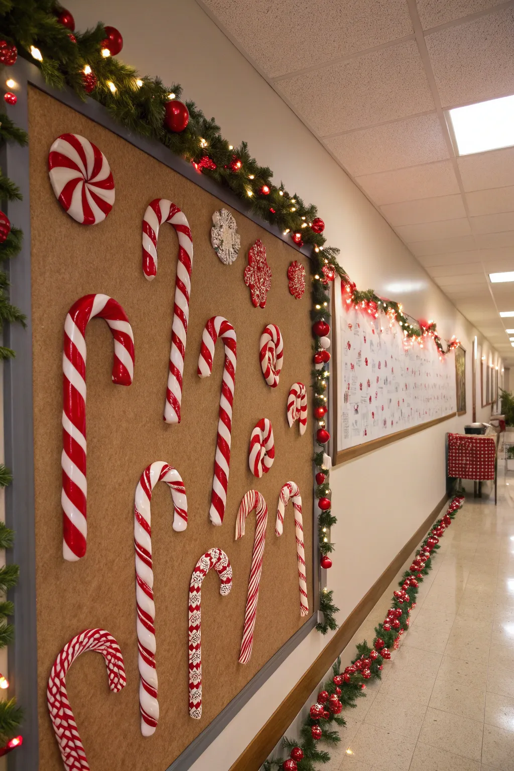 Create depth with 3D candy cane designs.